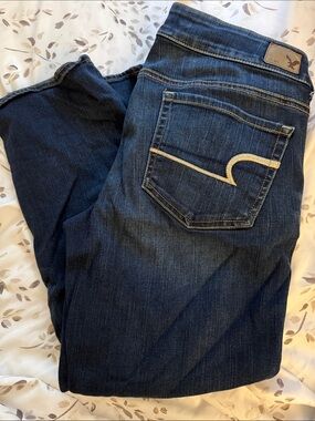 American Eagle Outfitters Dark Blue Cropped Ankle Jeans